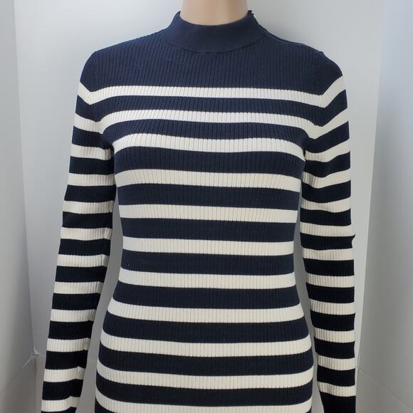 Everlane Breton Ribbed Striped Long Sleeve Cotton Sweater Dress - Picture 5 of 11